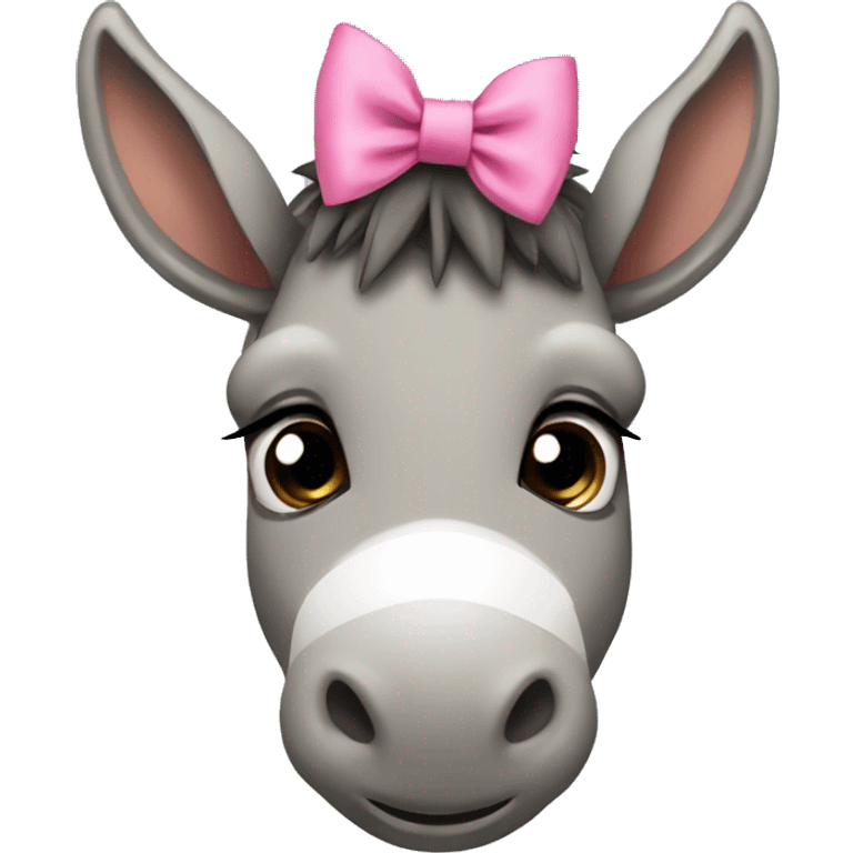 cute donkey with pink bow emoji