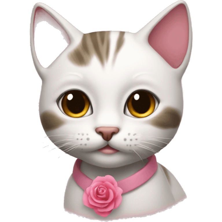 Un gatito con moñito rosa emoji