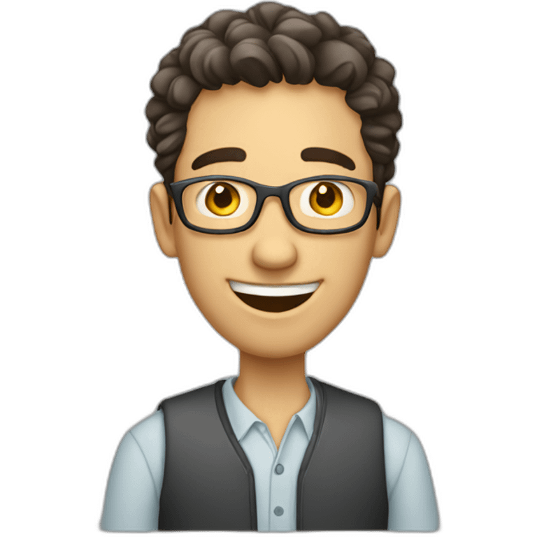 Funny young white man that represents an English a cool latino teacher emoji