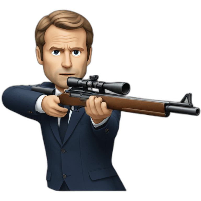 Realistic macron who is shooting emoji