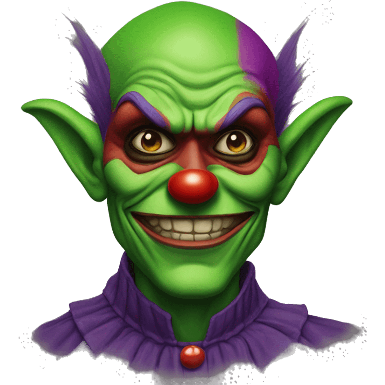 green goblin with colorfup clown makeup emoji