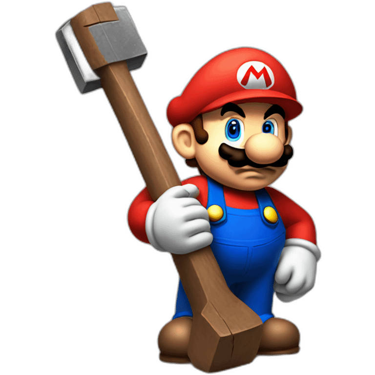 Sad Super mario with a hammer emoji