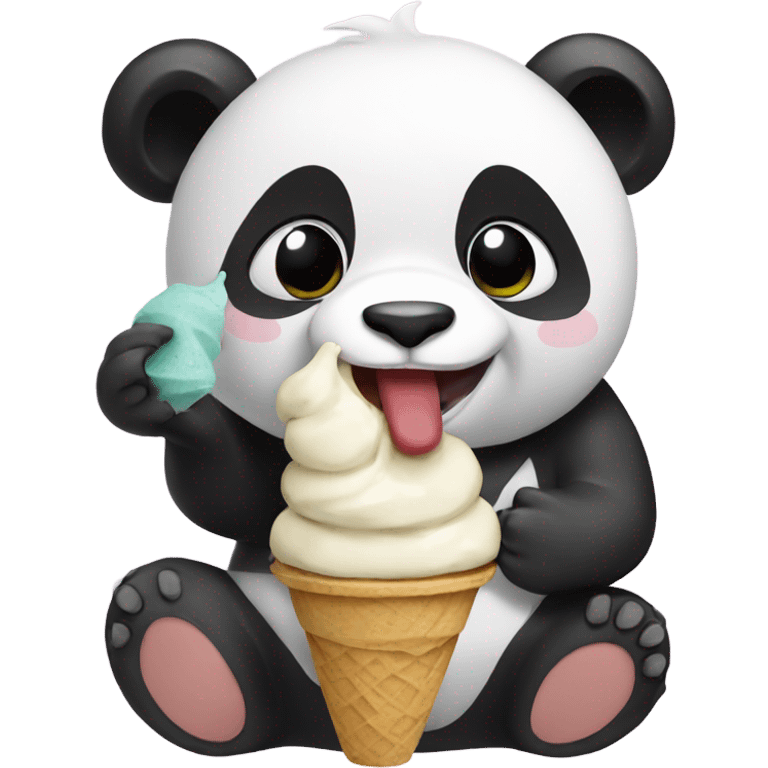 Panda eating ice cream emoji