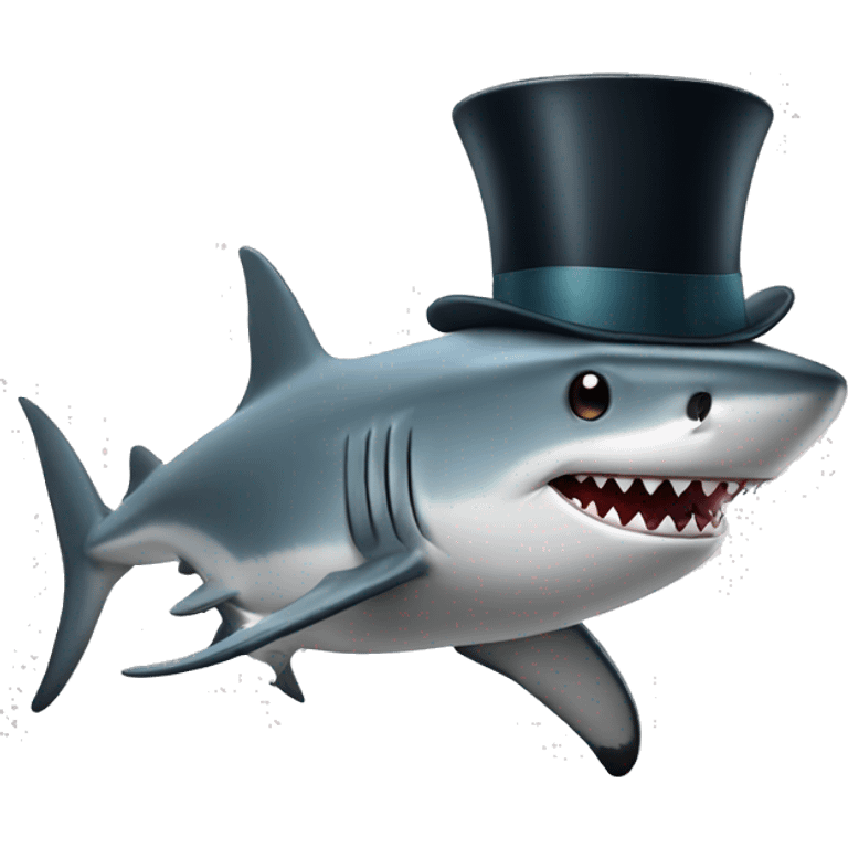 Shark with a top hat emoji