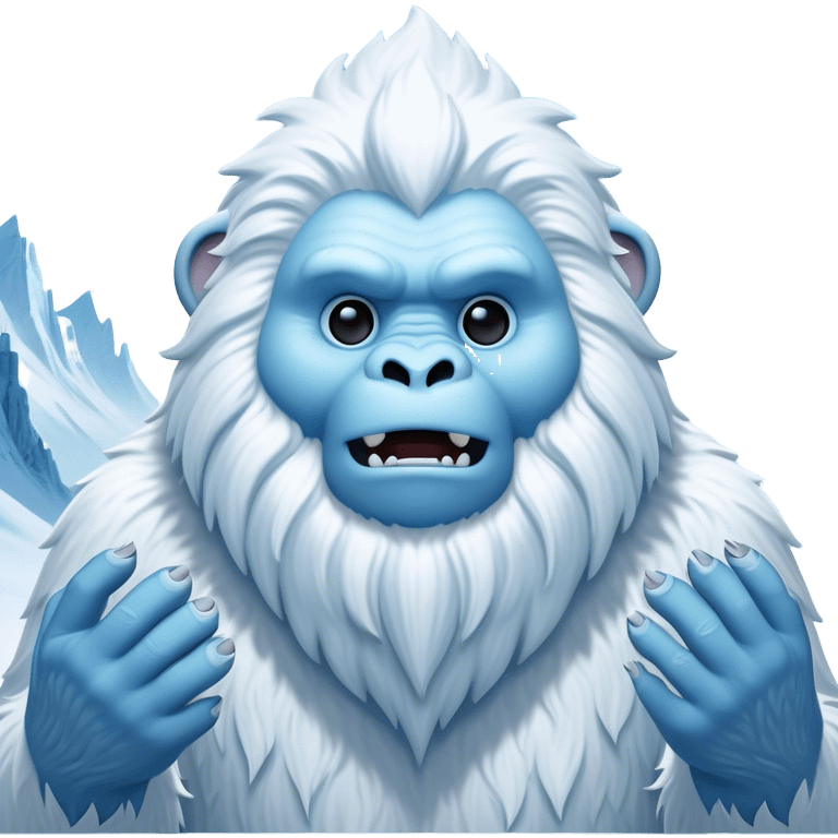 Cinematic Noble Yeti Portrait Emoji, Grand and enigmatic, with a towering, snow-dusted figure in pristine whites and cool blues, exuding ancient, mystical wisdom and stoic majesty, simplified yet exquisitely detailed with frosty textures, glowing with a gentle, icy outline that captures the awe-inspiring presence of a guardian of the frozen wilds! emoji