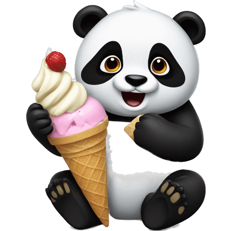 Panda eating ice cream emoji