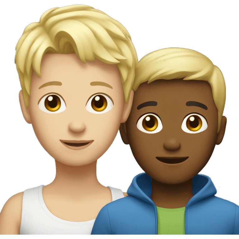 Blonde short hair woman and blonde boy emoji