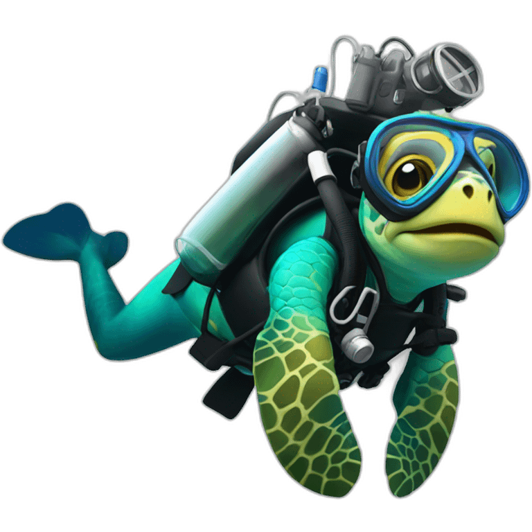 scuba diver, hawaiian sea turtle emoji