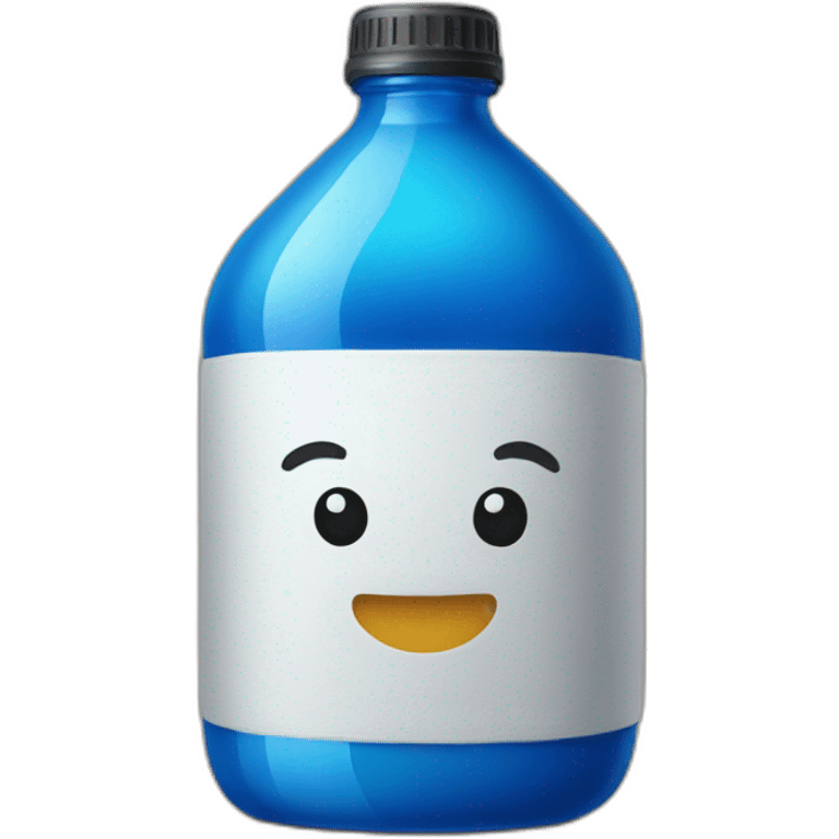 a blue bottle of sode with foams emoji