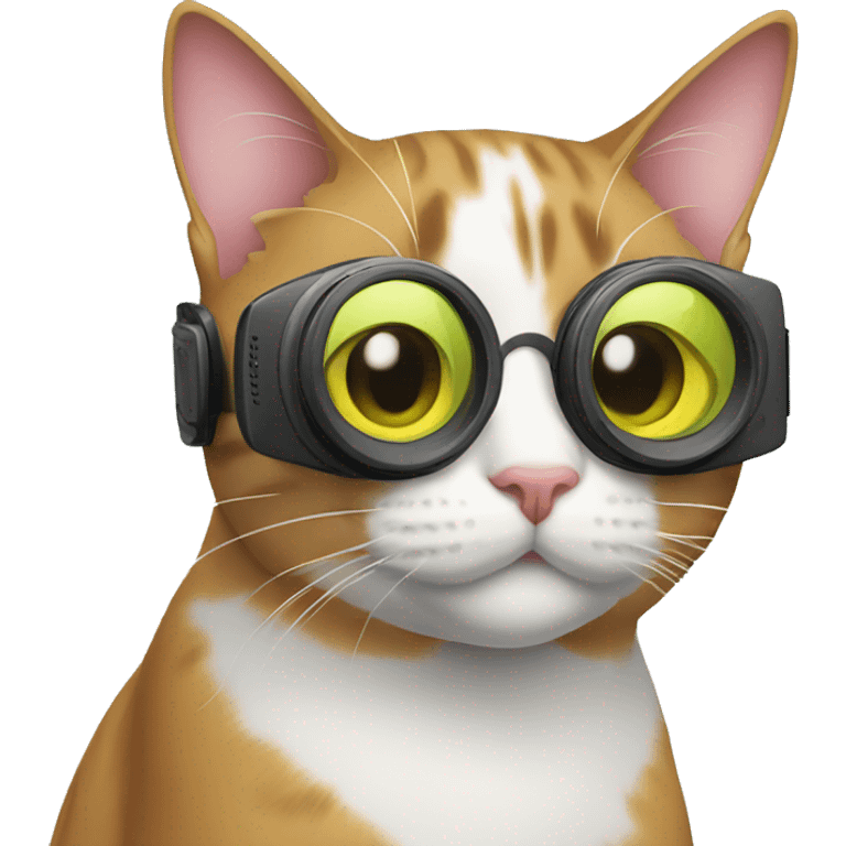 cat with apple vr on emoji