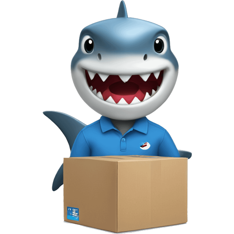 Shark in polo shirt selling boxes emoji