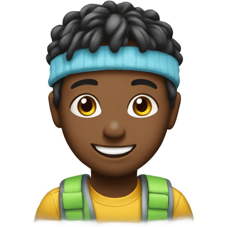 smiling boy with hairband portrait emoji