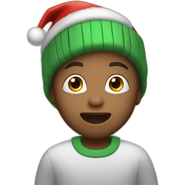 kid with a christmas hat singing a carol emoji