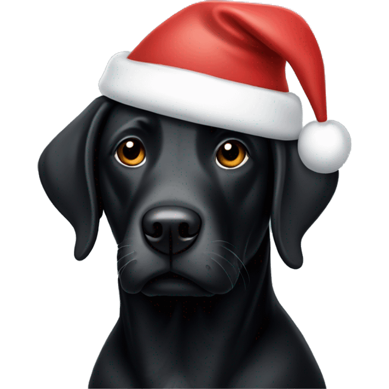 Black lab dog wearing Santa hat emoji