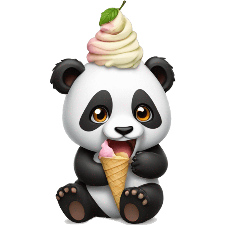 Panda eating ice cream emoji