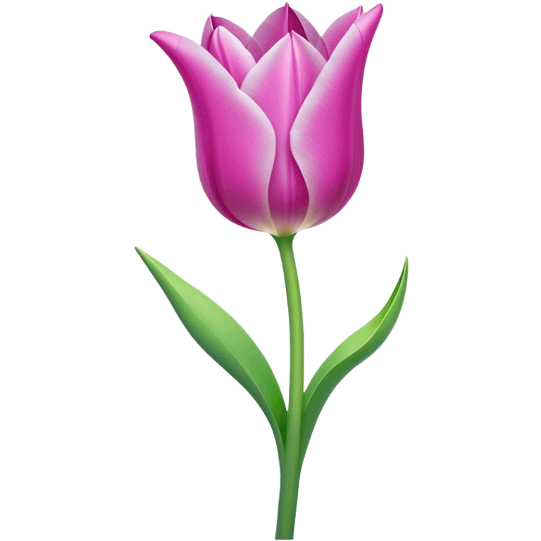 Cinematic Realistic Tulip Emoji, Elegant and simple, with soft, smooth petals in shades of pink and purple, gently curved and reaching upward. The slender green stem contrasts against the delicate bloom, while surrounding greenery adds a peaceful touch. Soft glowing outline, capturing the essence of springtime beauty and grace in a delicate tulip. emoji