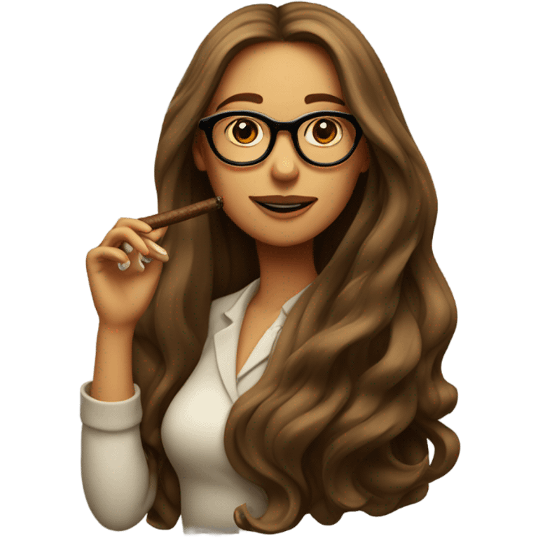 girl with glasses and long hair smoking a cigar  emoji