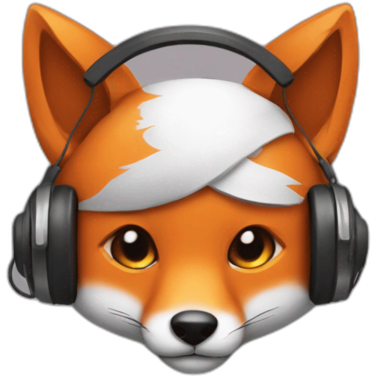 cute fox face with wearing headphone  emoji