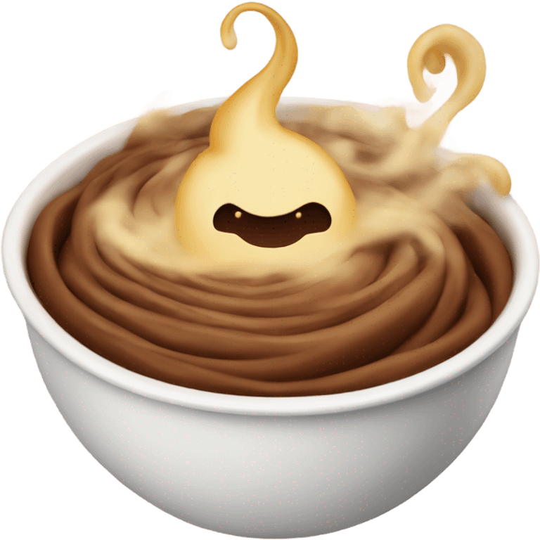 Steaming swirl pudding in bowl  emoji