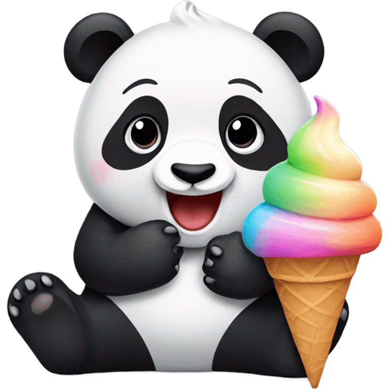 Panda eating ice cream emoji