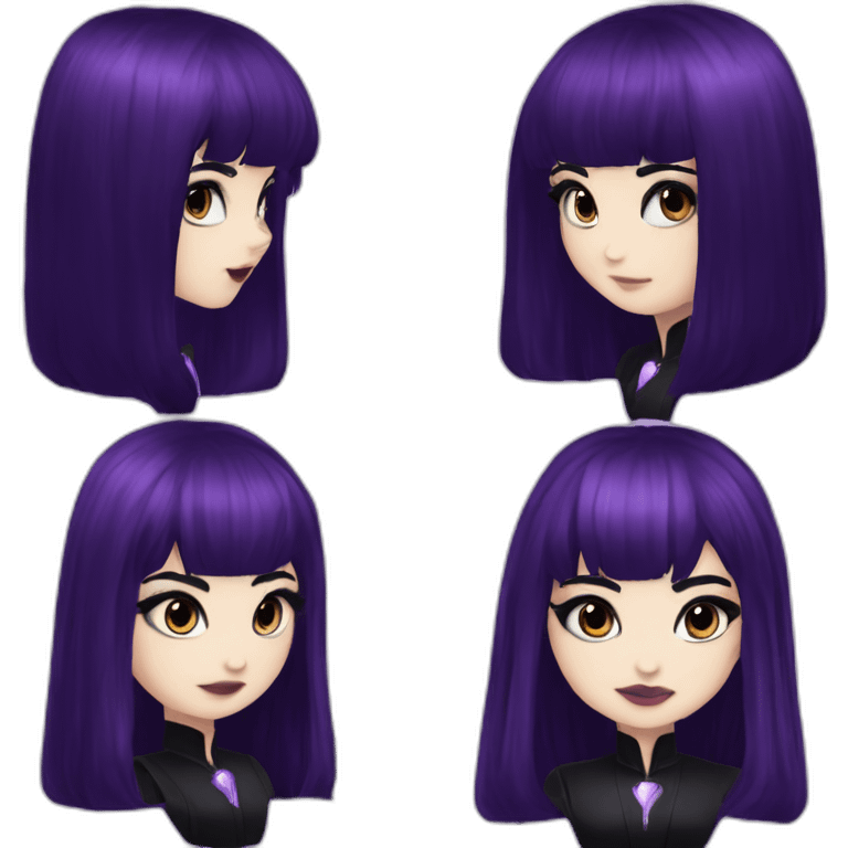 Elissabat-with-bangs-long-hair-dark-purple-and-black-vampire-goth-makeup-pinkeyes-gothcloses emoji