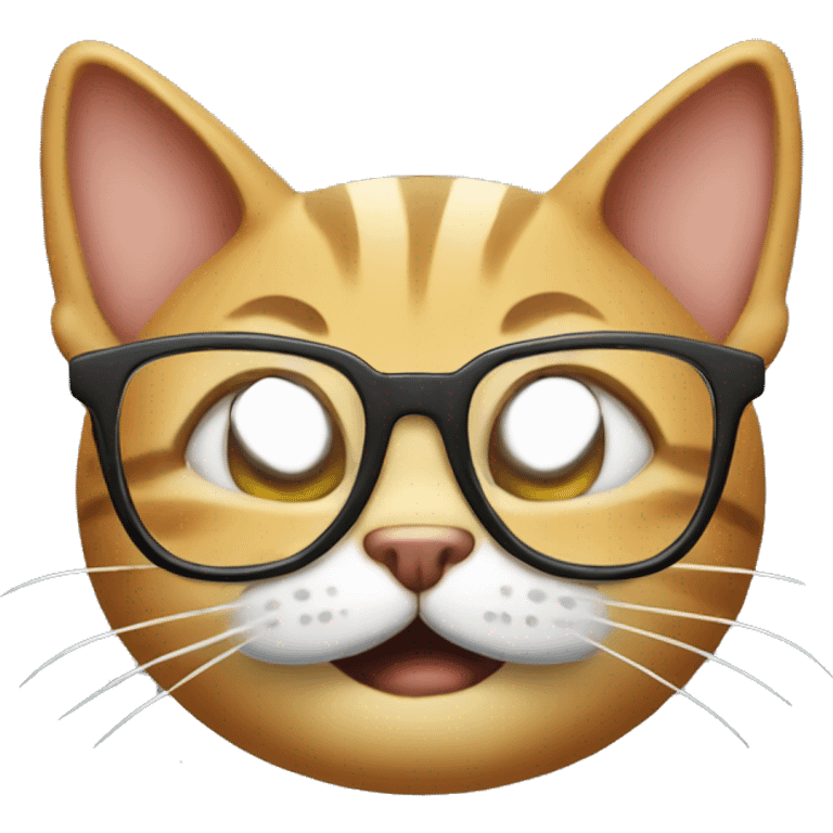 smirking cat with nerdy teeth and glasses emoji