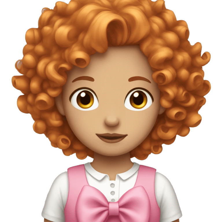 a girl with curly ginger hair and a pink bow emoji