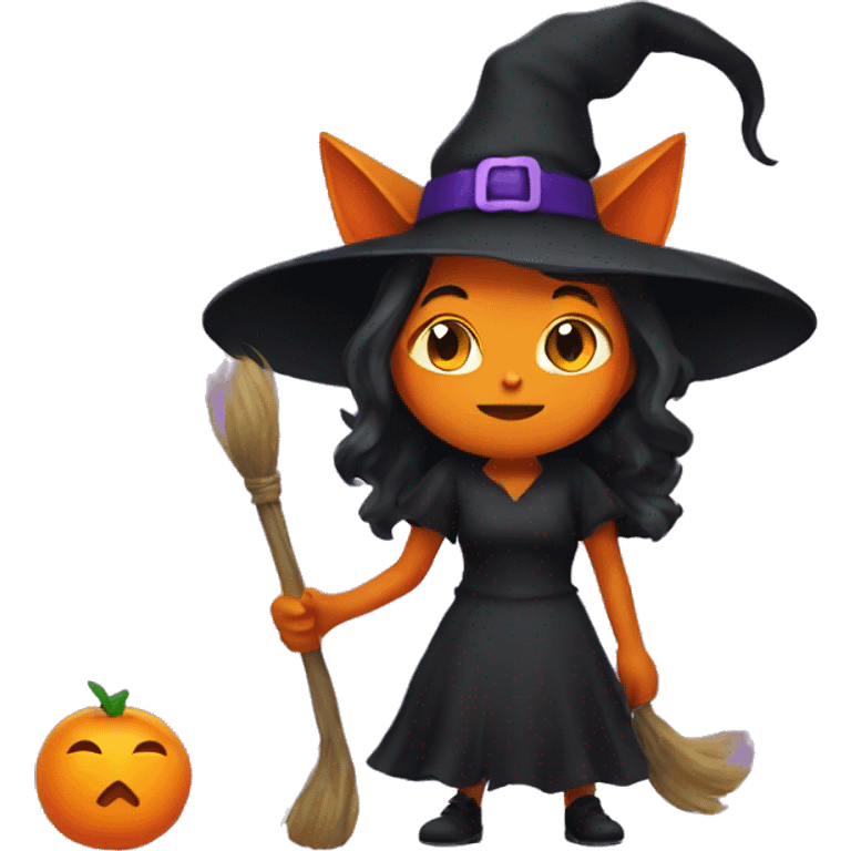 Witch with an orange cat  emoji