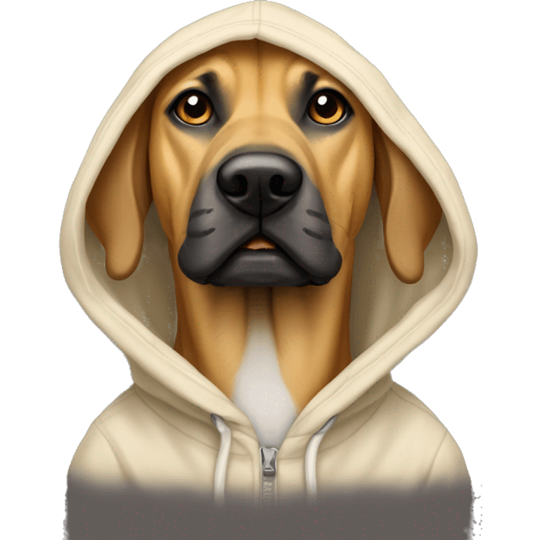 Black mouth cur dog wearing hoodie emoji