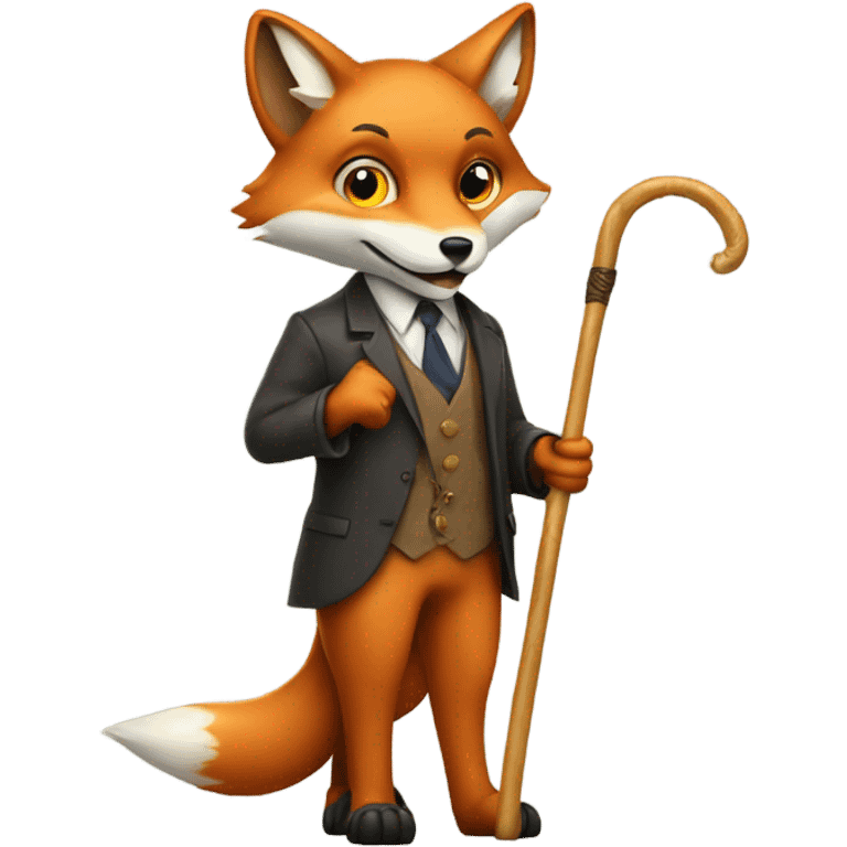 fox with a cane in hand emoji