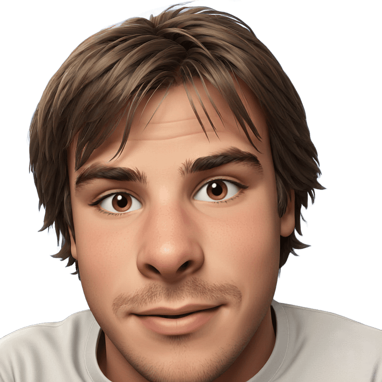 smiling male portrait with brown hair emoji