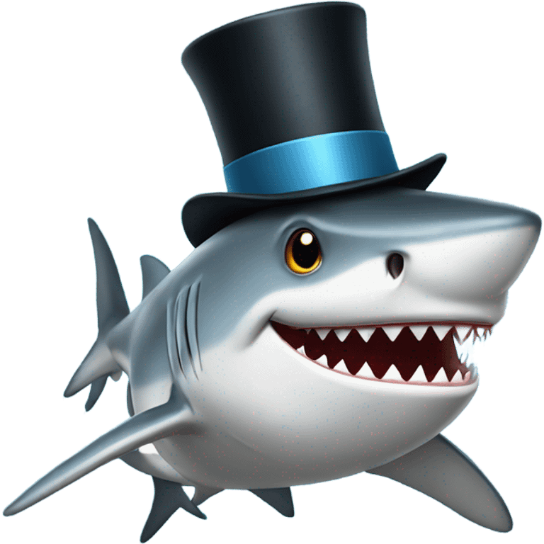 Shark with a top hat emoji