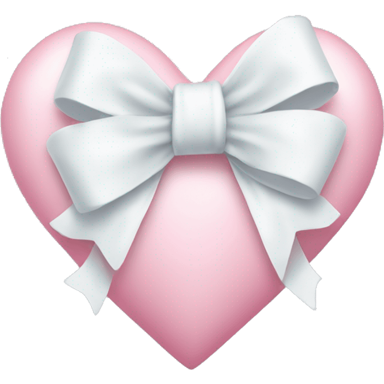 Pastel pink heart with white bow emoji