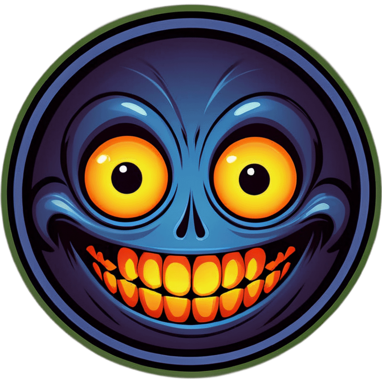 creepy eerie smiling face with big beady eyes and sinister intentions emoji