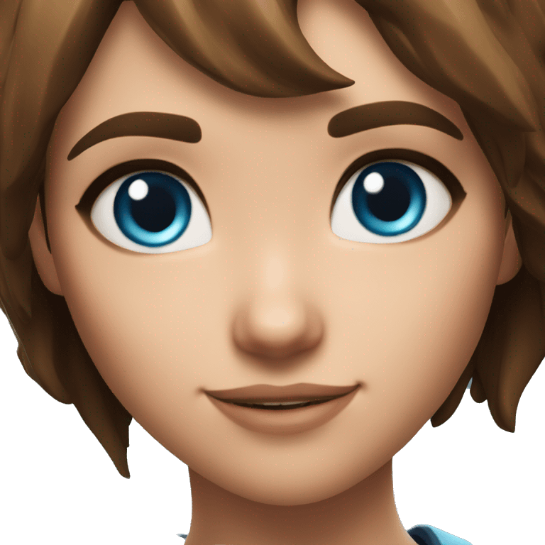 Brown haired fortnite girl with blue eyes emoji