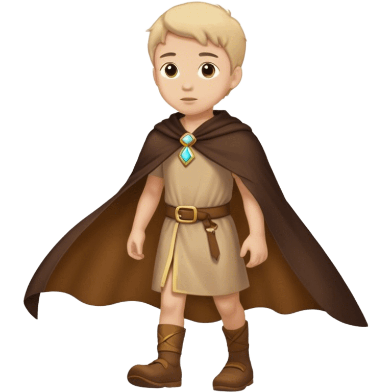 Boy walking with brown mantle emoji