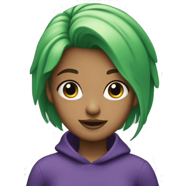 Girl with green hair and purple eyes  emoji