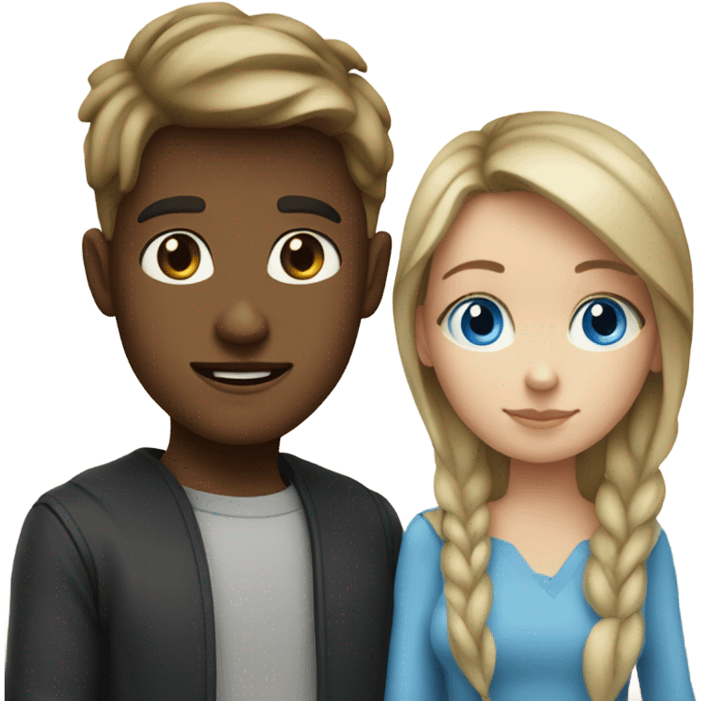 blue eyed dark blonde boy with a Bart with blue eyed brunette girl emoji