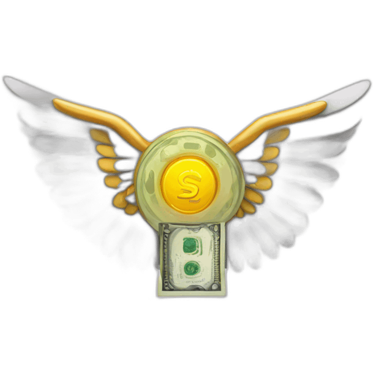 Electronic money with wings emoji