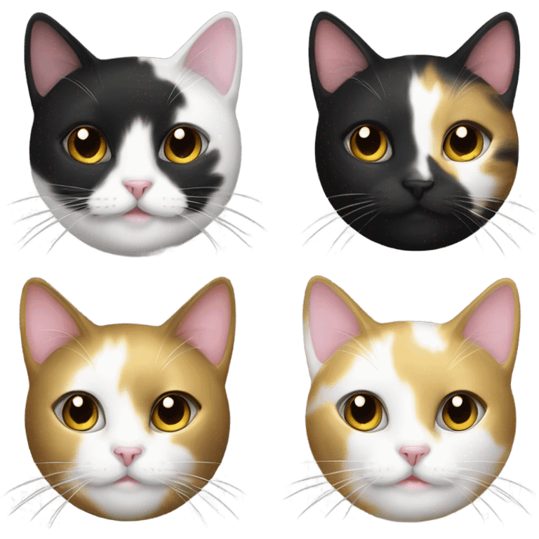 A black and white cat and a gold cat  emoji