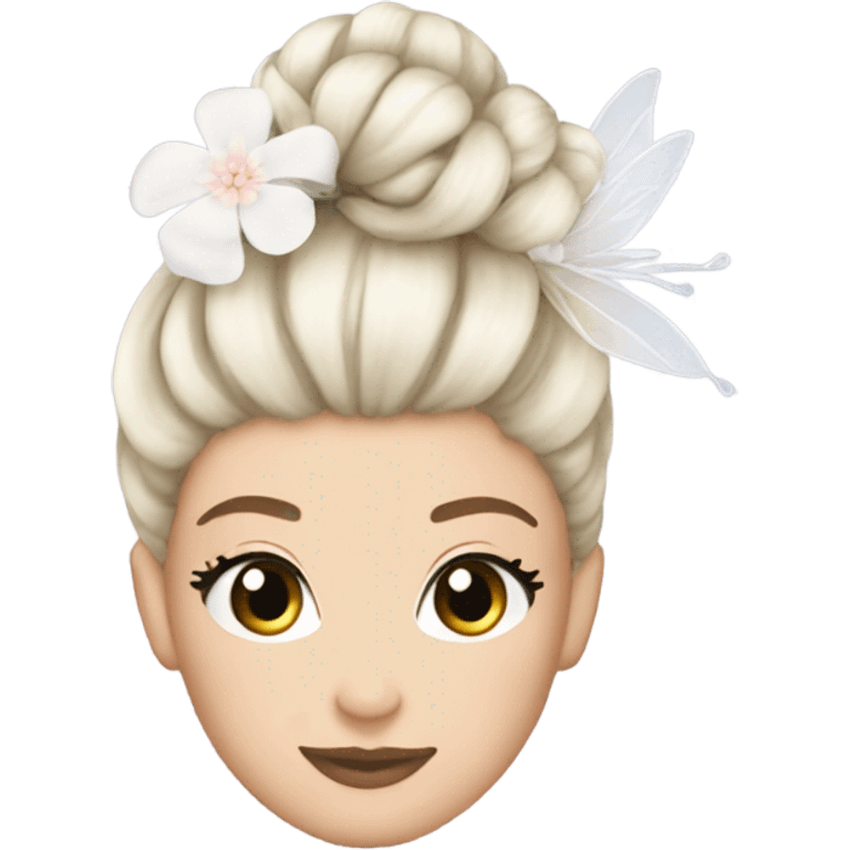 white fairy ballerina bun hair flower emoji