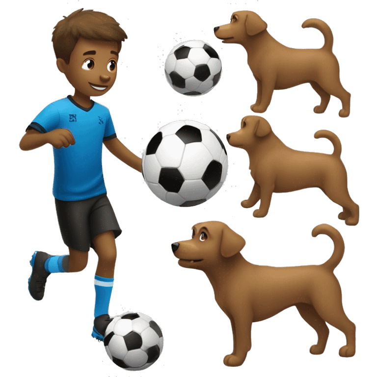 Boy playing soccer but he is a dog emoji