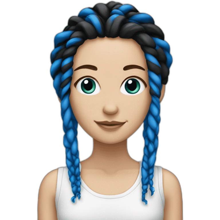 White girl with Black and blue dreadlocks emoji