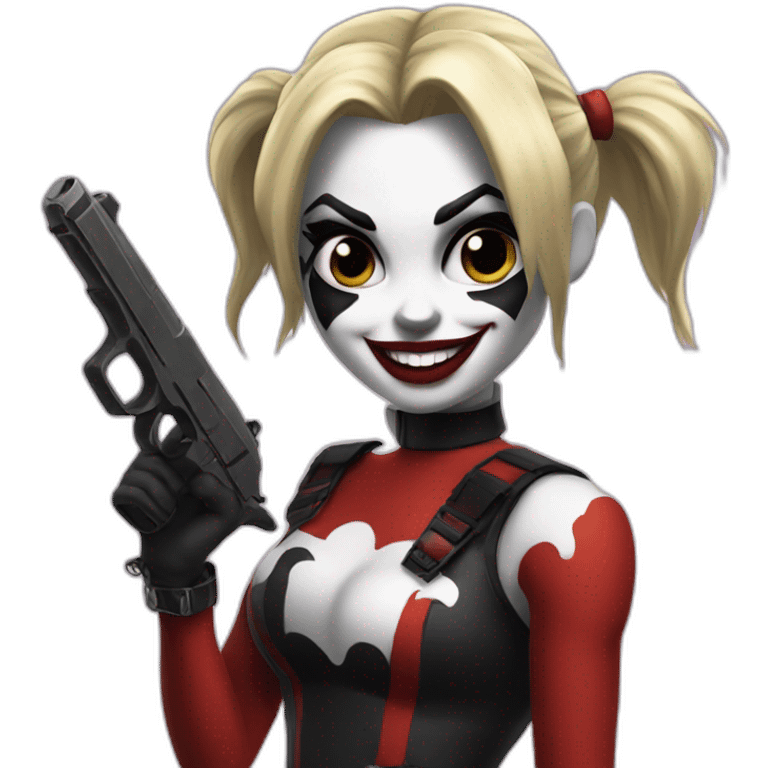 Harley Quinn with gun emoji