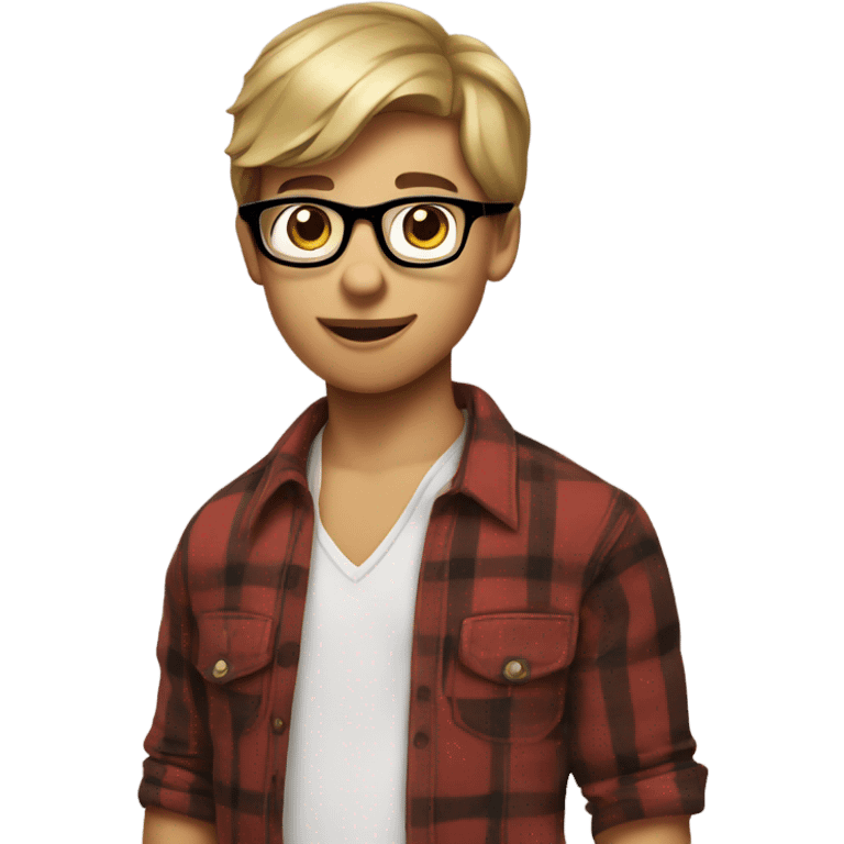 boy in plaid shirt with glasses riding a horse shirtless emoji