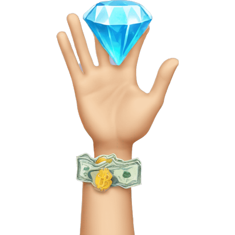 diamond hands with bitcoin emoji