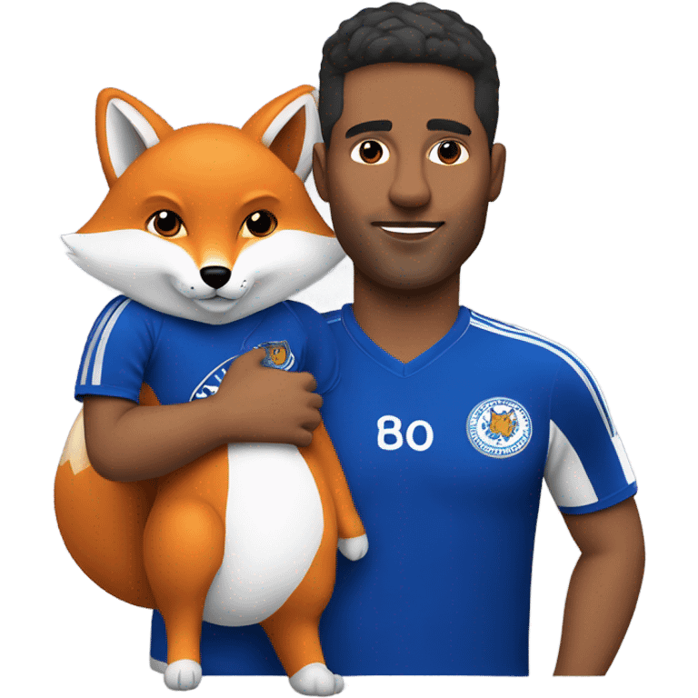 Leceister football supporter with fox on shoulder emoji