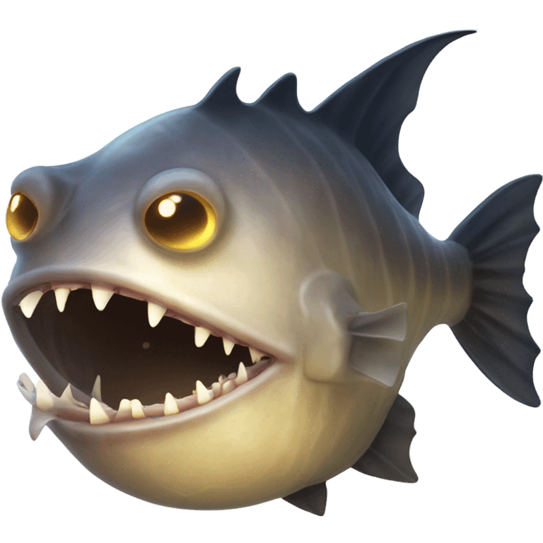 Anglerfish with glowing lure, sharp teeth, and big eyes. emoji