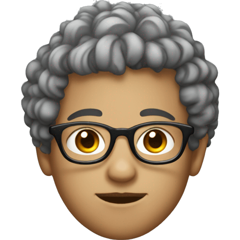 White teenager, with curly hair and skin fade, and glasses emoji