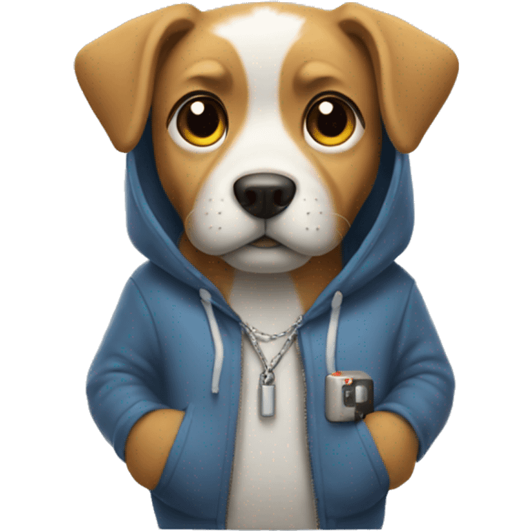 Dog with a hoodie and a Nintendo switch emoji